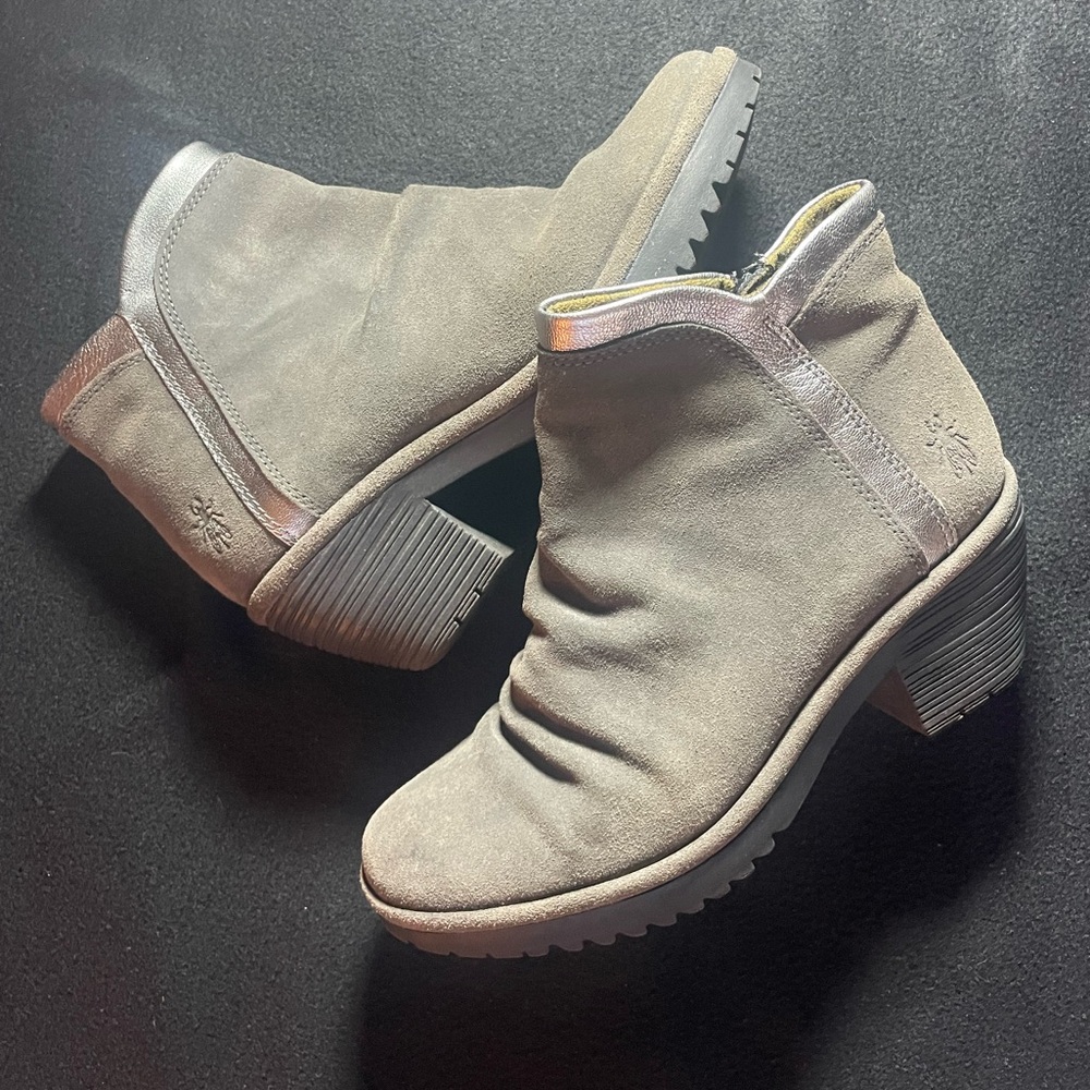 Women's Fly London Suede Ankle Boots - Gray 6.5